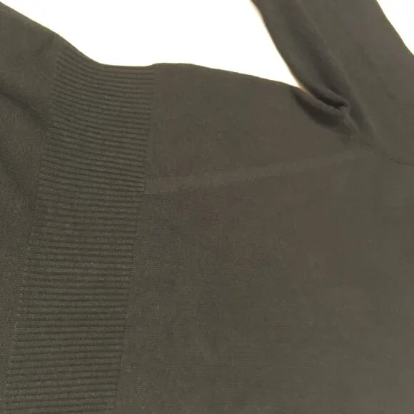 NWT Ann Taylor Black Short Sleeve Sweater w/Ribbed Boat Neck & Waist Detail Sz M - Picture 6 of 9